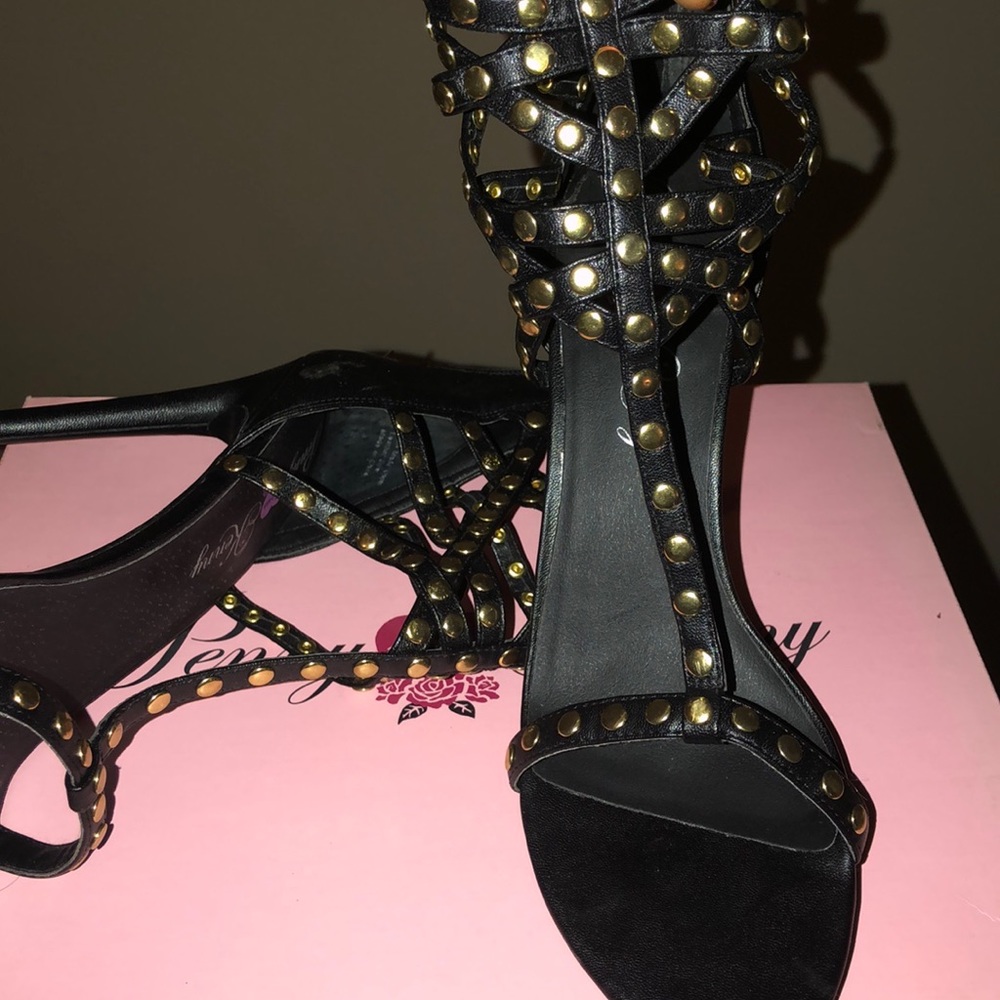 Black and Gold Penny Love Kenny Heels